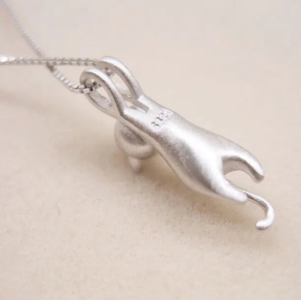 Silver Cat Pendant Necklace Jewelry - Leez Store